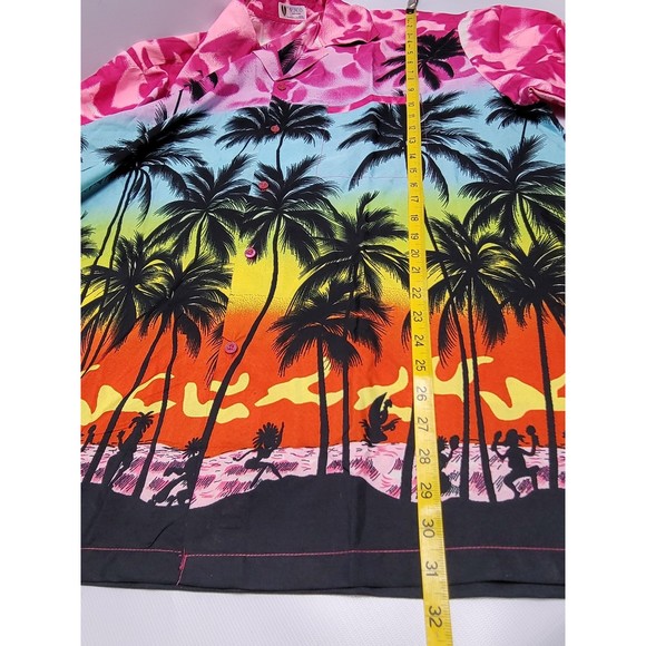V.H.O. Mens Colorful Hawaiian Beach Short Sleeve Shirt - Picture 7 of 7